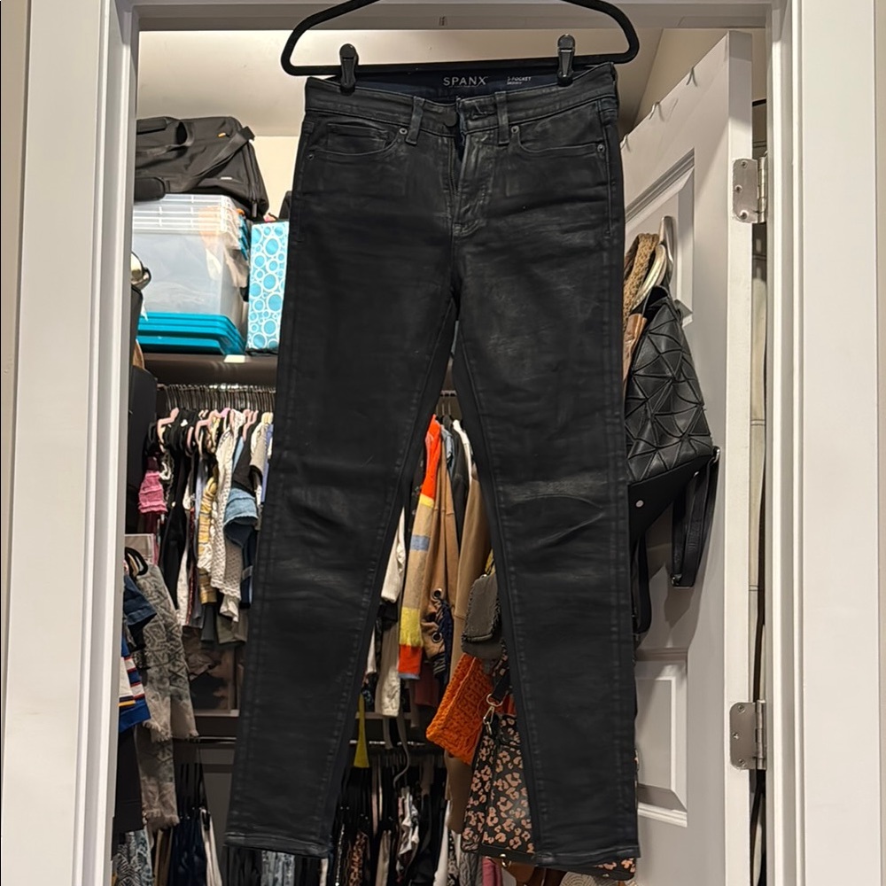 Spanx Black Coated Skinny Jeans
